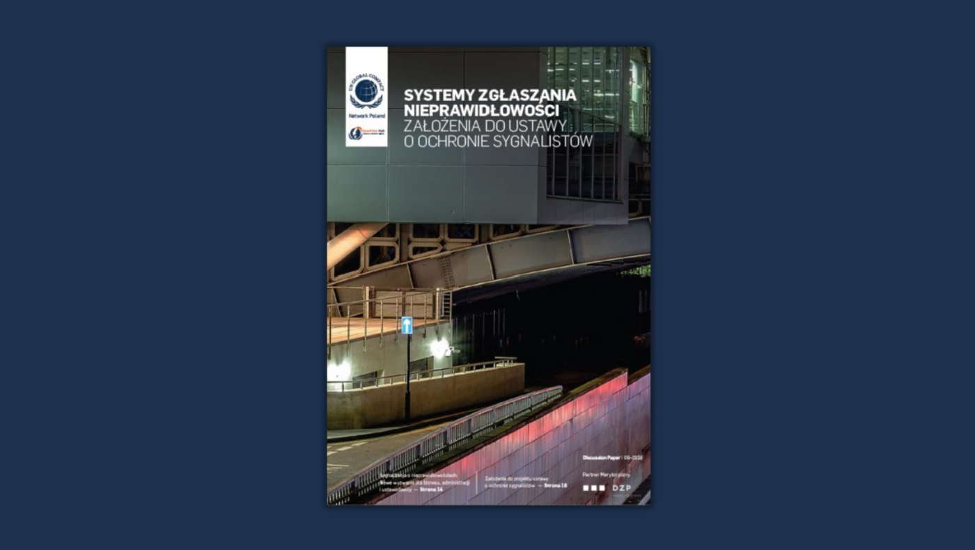 Raport ,,Systemy zgłaszania nieprawidłowości, założenia do ustawy o ochronie sygnalistów”