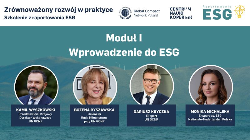 Już dziś! Pierwszy moduł szkolenia z raportowania ESG.