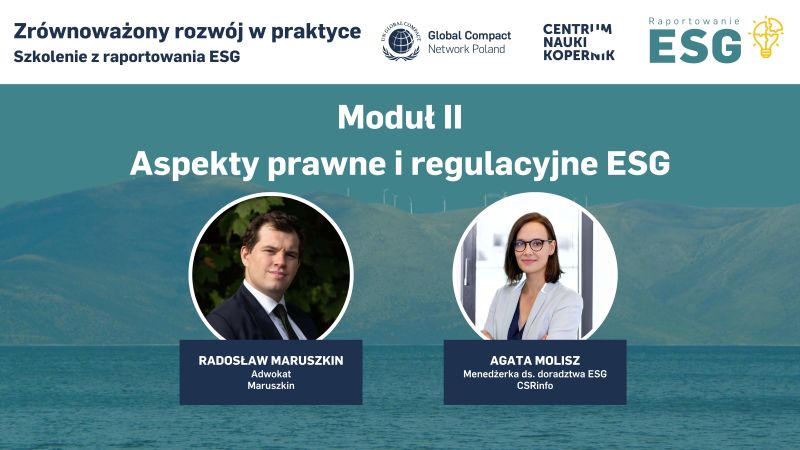 Szkolenie z raportowania ESG – dziś moduł II.