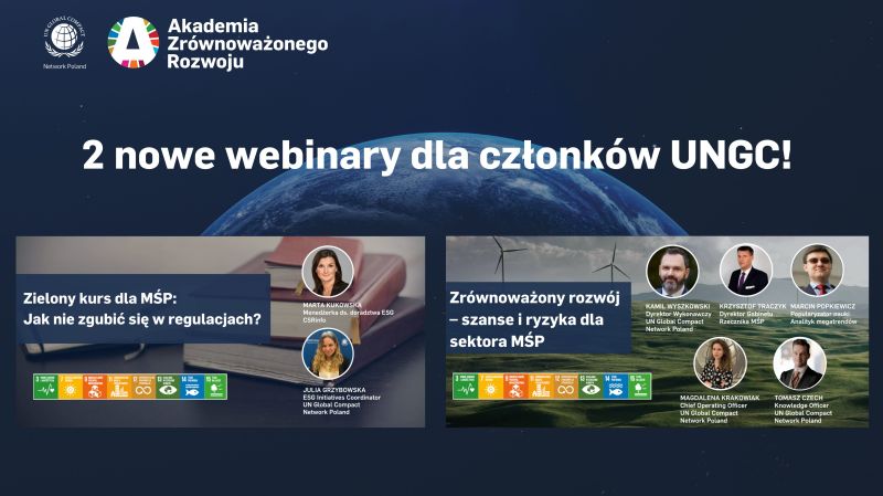 Dwa nowe webinary dla członków UNGC
