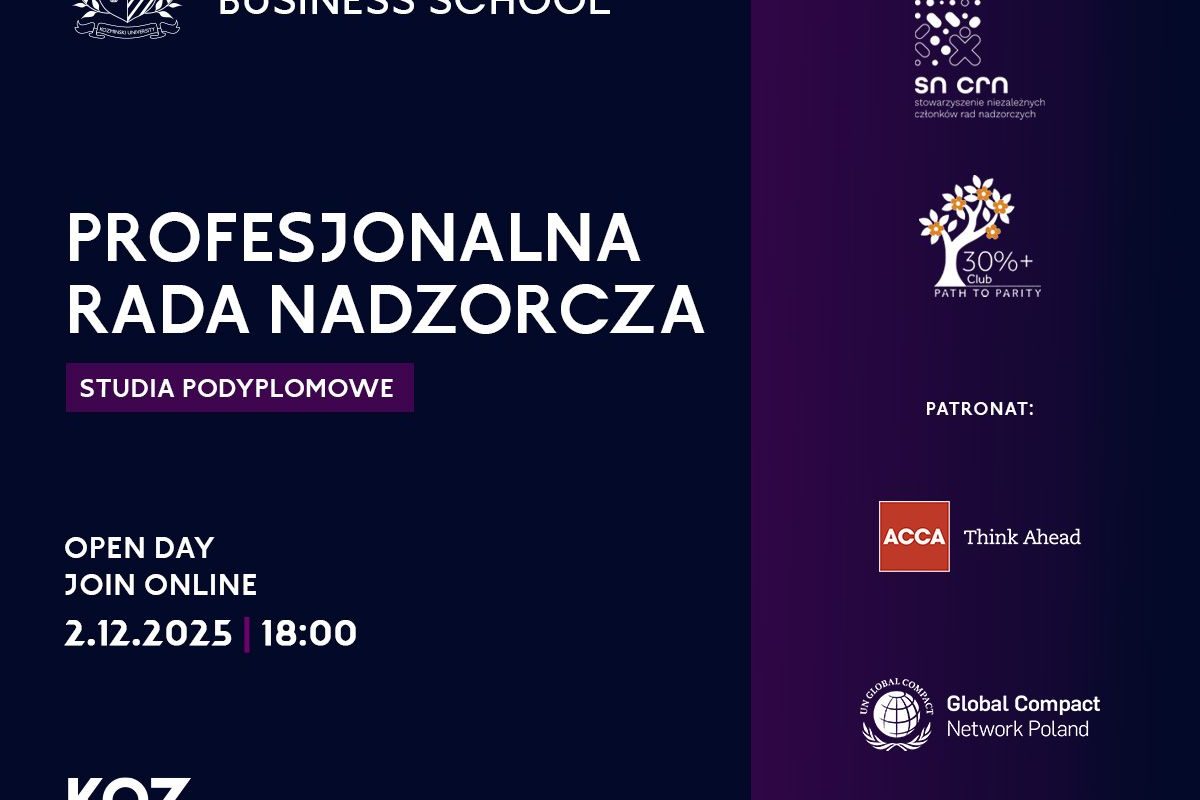 Zapraszamy do zapisów na studia podyplomowe „Profesjonalna rada nadzorcza”