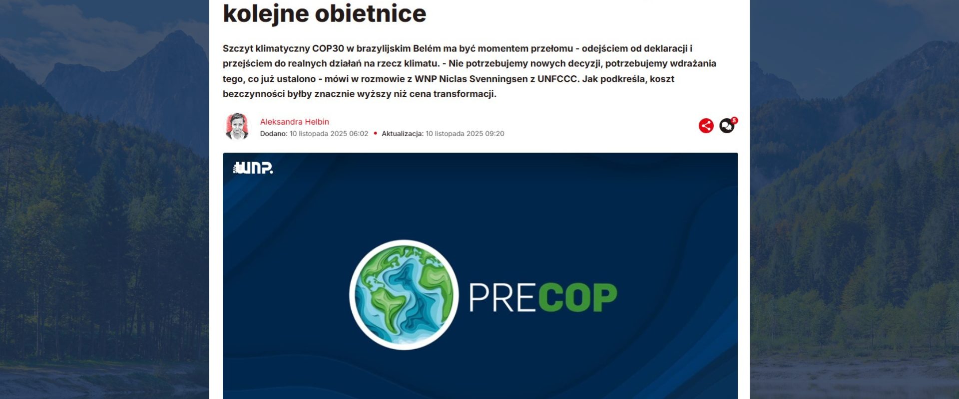 Zapraszamy do wysłuchania rozmowy o COP30 w Belém