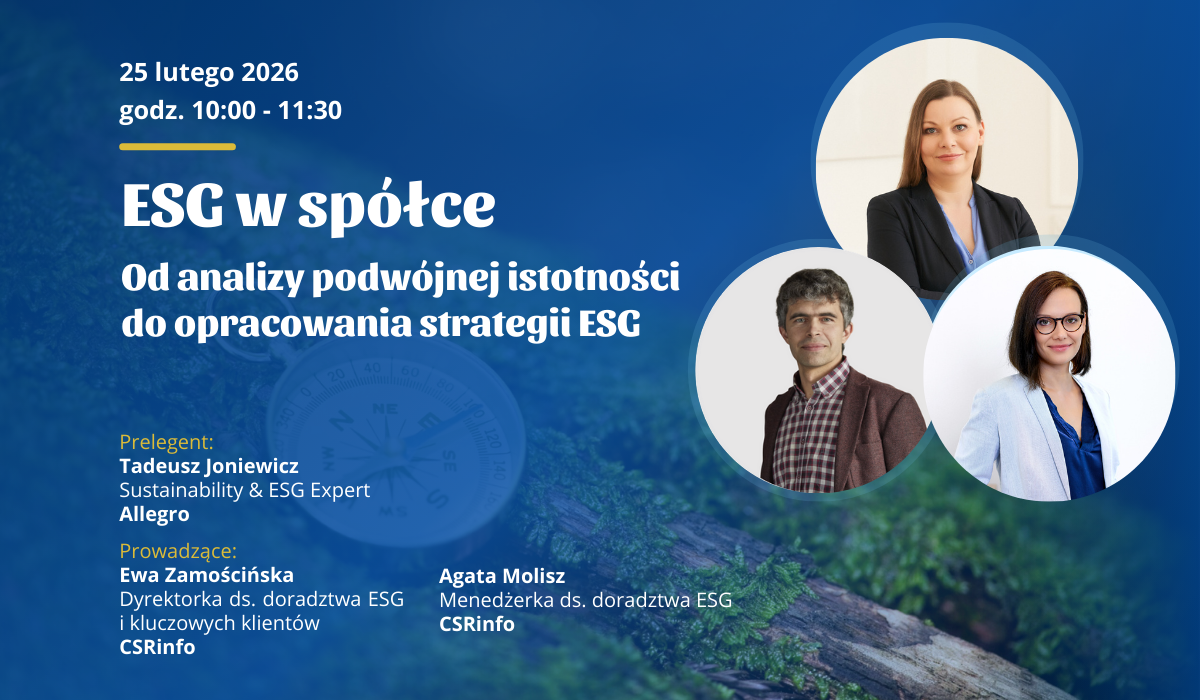 Webinar ,,ESG w spółce: Od analizy podwójnej istotności do opracowania strategii ESG”